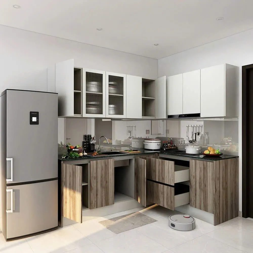 Tủ Bếp Chữ L Vân Sọc Thời Thượng - TB36 3