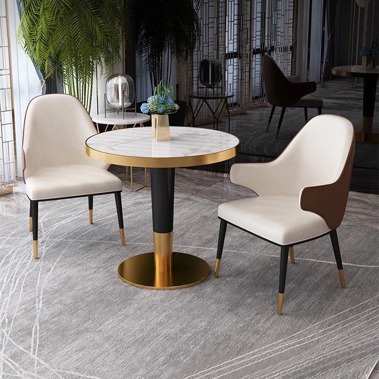 Chân Bàn Cafe Sắt Tròn Mạ Núm Vàng - PK6 5