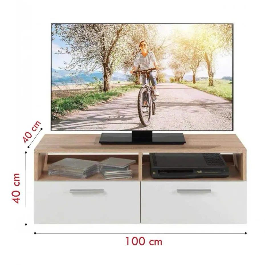 Kệ Tivi Dáng Trung Có Ngăn Kéo Và Kệ Mở Đôi - KTV31 1