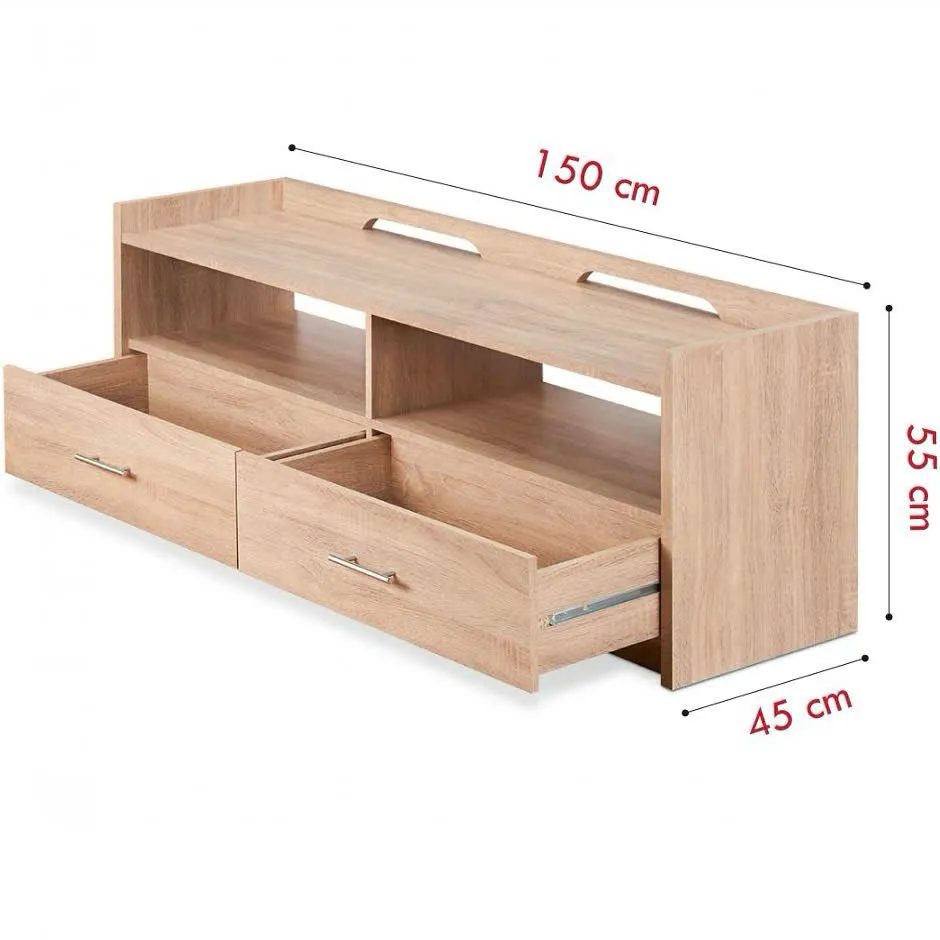 Kệ Tivi Gỗ MDF 2 Ngăn Kéo Và Kệ Mở Đối Xứng - KTV29 4