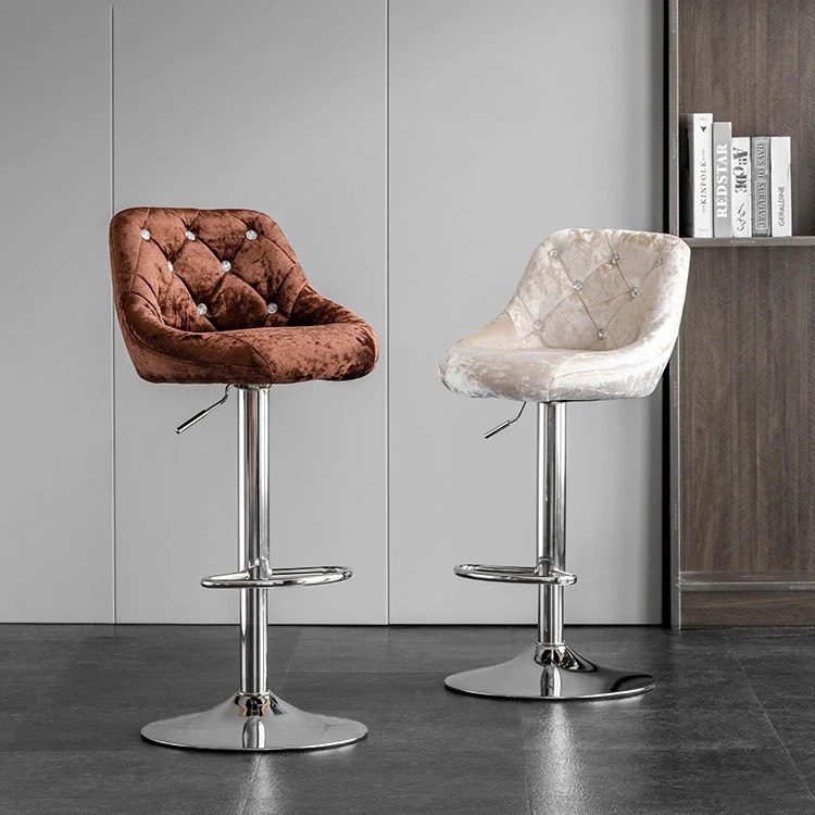 [QB15] Ghế Bar Nệm Đính Cúc Chân Mạ - QB15