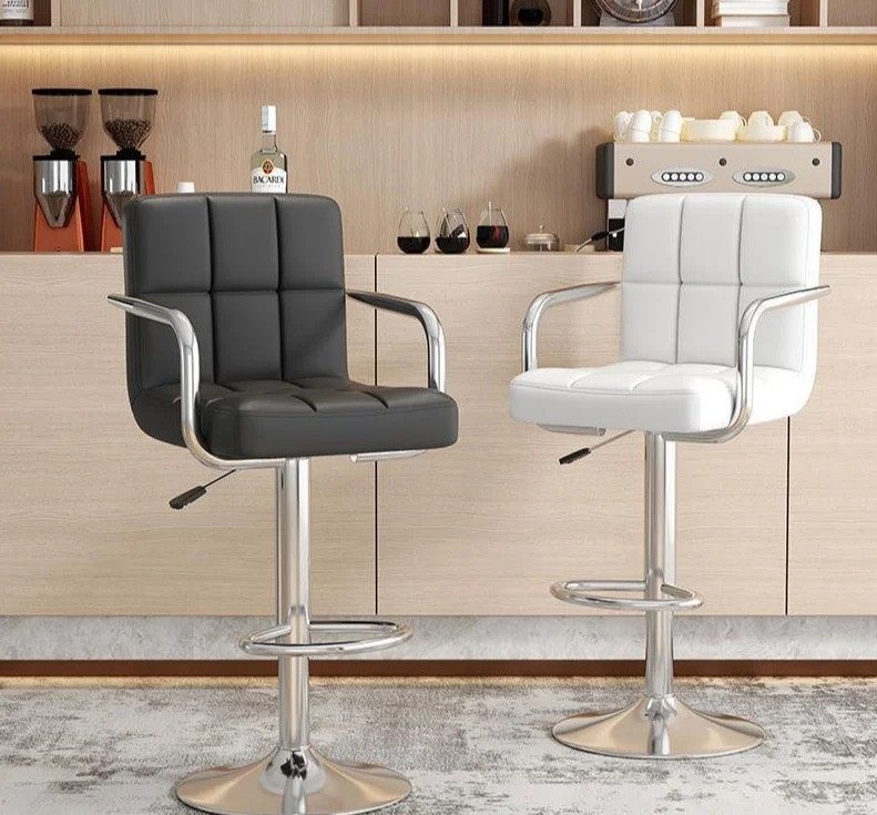 [QB19] Ghế Bar Da Lưng Vuông Có Tay - QB19