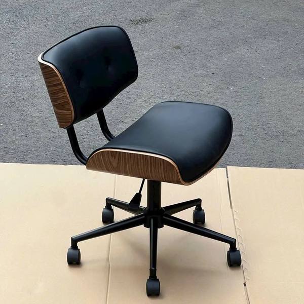 Ghế Xoay Văn Phòng Nệm Da Lưng Thấp Chân Sắt 2