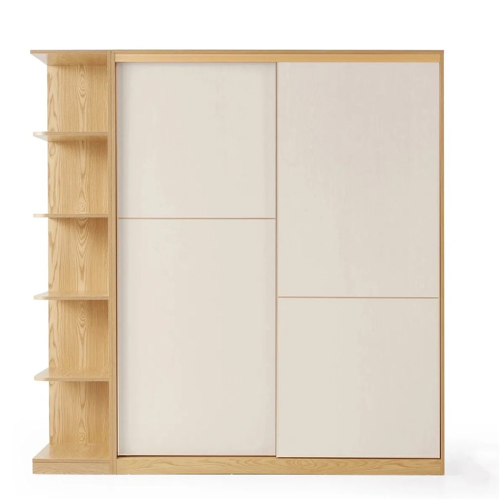 [TQA41] Tủ Quần Áo Cửa Trượt 2 Cánh Kèm Kệ Mở Nhiều Tầng - TQA41