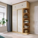 Tủ Quần Áo MDF Cửa Lùa Có Kệ Trang Trí Bên Hông - TQA40 1