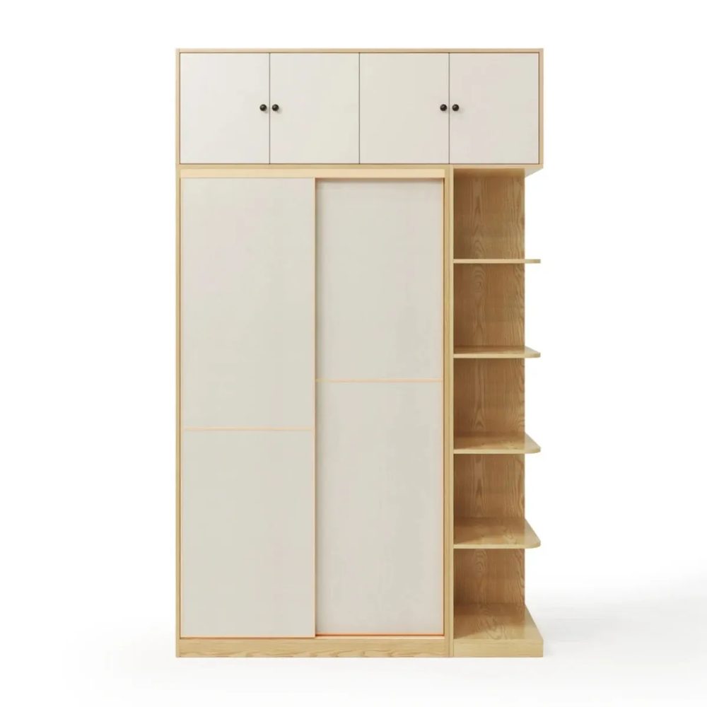 [TQA40] Tủ Quần Áo MDF Cửa Lùa Có Kệ Trang Trí Bên Hông - TQA40