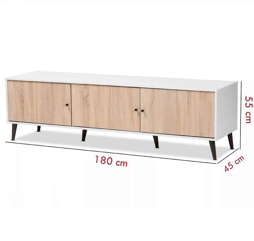 Kệ Tivi Gỗ MDF 3 Cánh Cửa Mở Chân Cao Tối Giản - KTV24 2