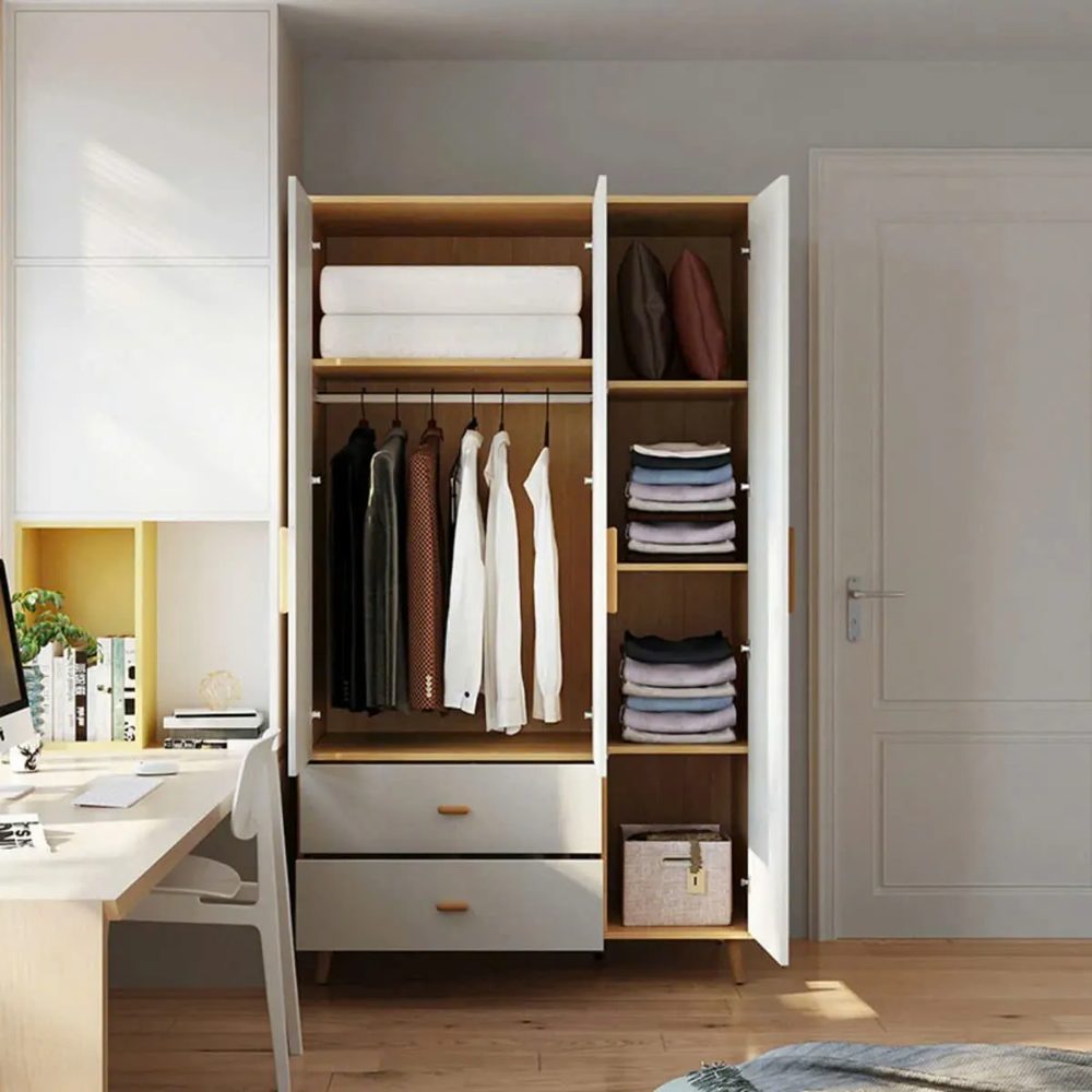 Tủ Quần Áo 3 Cánh Đa Năng Kèm 2 Ngăn Kéo Lưu Trữ - TQA28 4