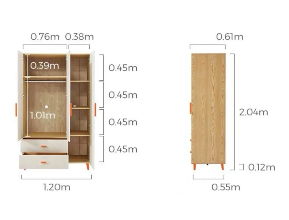 Tủ Quần Áo 3 Cánh Đa Năng Kèm 2 Ngăn Kéo Lưu Trữ - TQA28 5