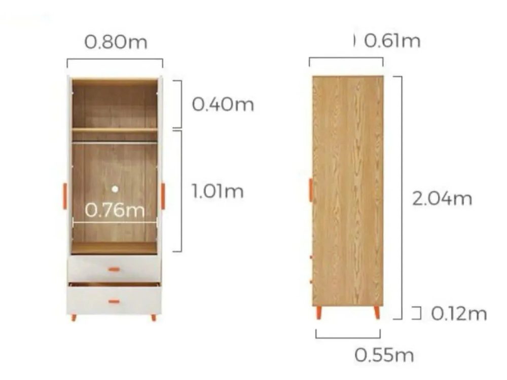 Tủ Quần Áo 2 Cánh Thiết Kế Ngăn Kéo Đa Năng - TQA26 3