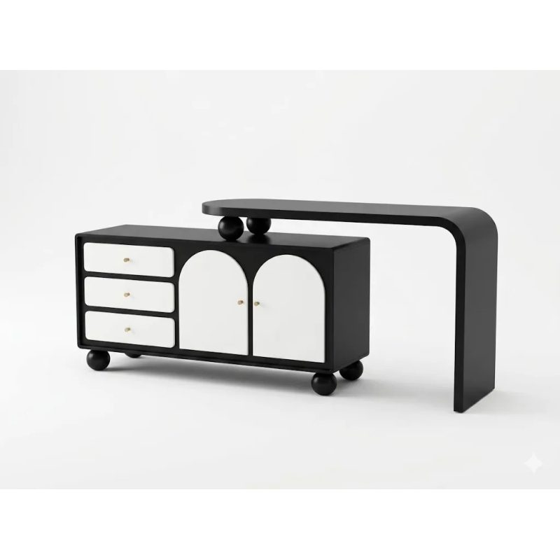 [(2608] Bàn Trang Điểm Phối Màu Đen Trắng Sang Trọng - BTD45
