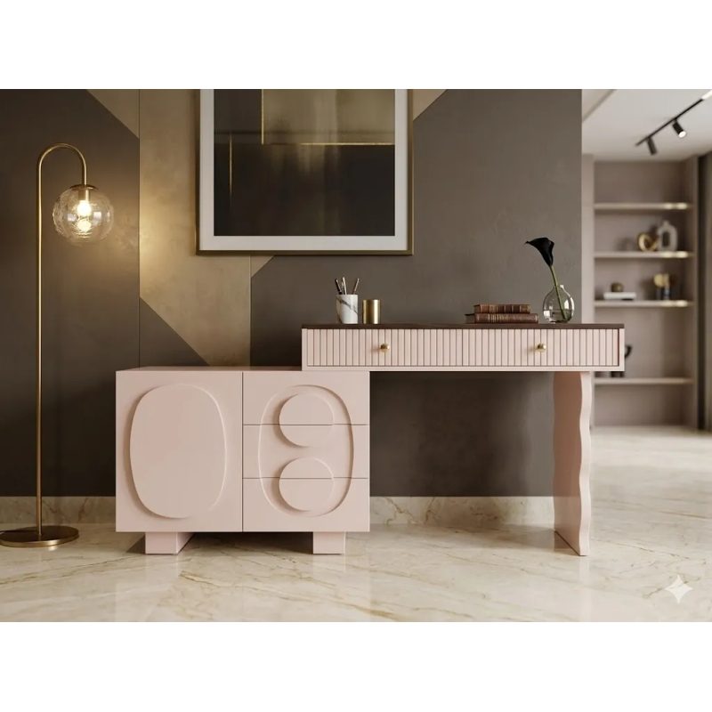 Bàn Trang Điểm Màu Hồng Phong Cách Tối Giản - BTD40 2