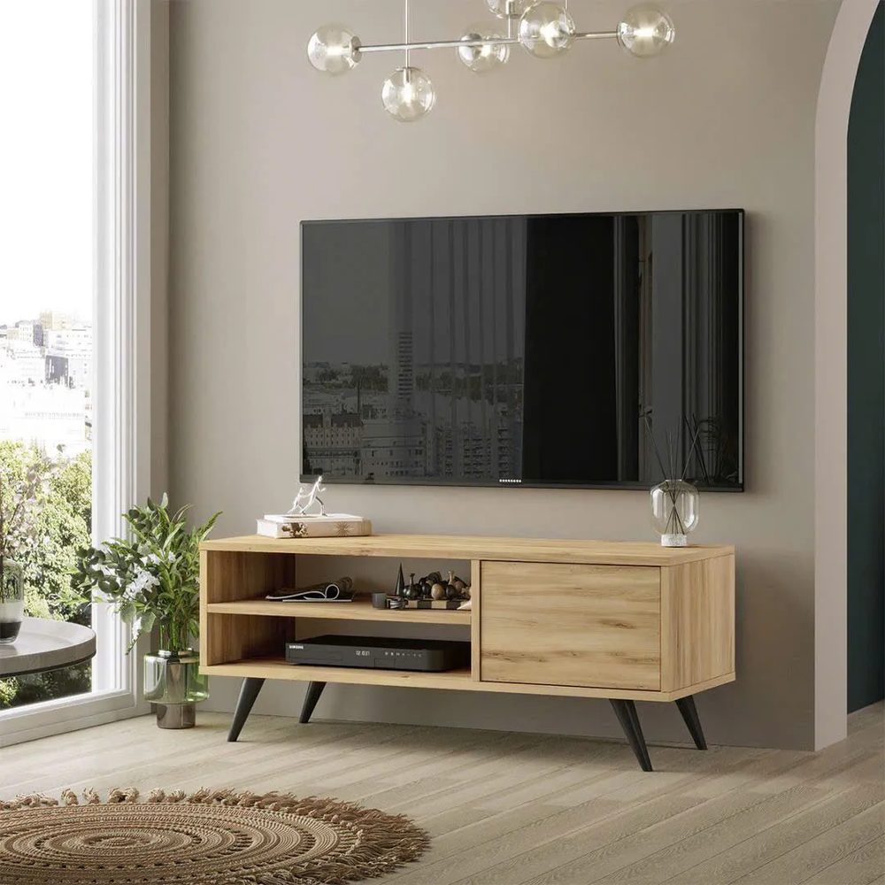Kệ Tivi Gỗ Chân Cao Nghiêng Tủ Đơn Kiểu Bắc Âu - KTV11 1