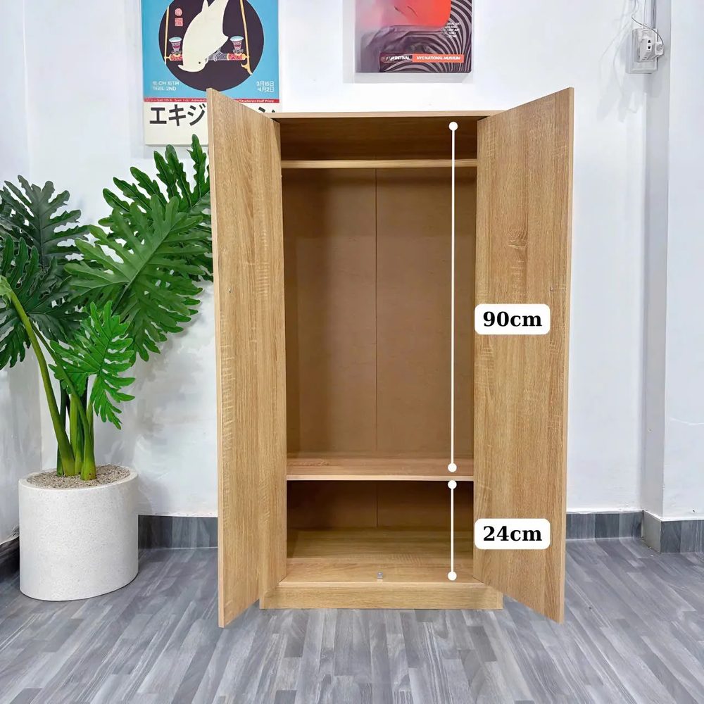 Tủ Quần Áo Gỗ Công Nghiệp 2 Cánh Đơn Giản Hiện Đại - TQA22 1