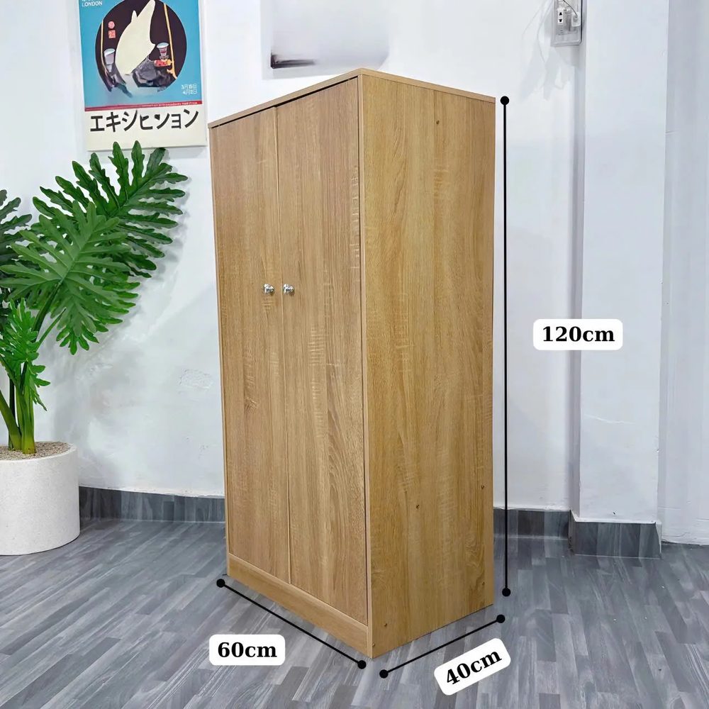 Tủ Quần Áo Gỗ Công Nghiệp 2 Cánh Đơn Giản Hiện Đại - TQA22 2