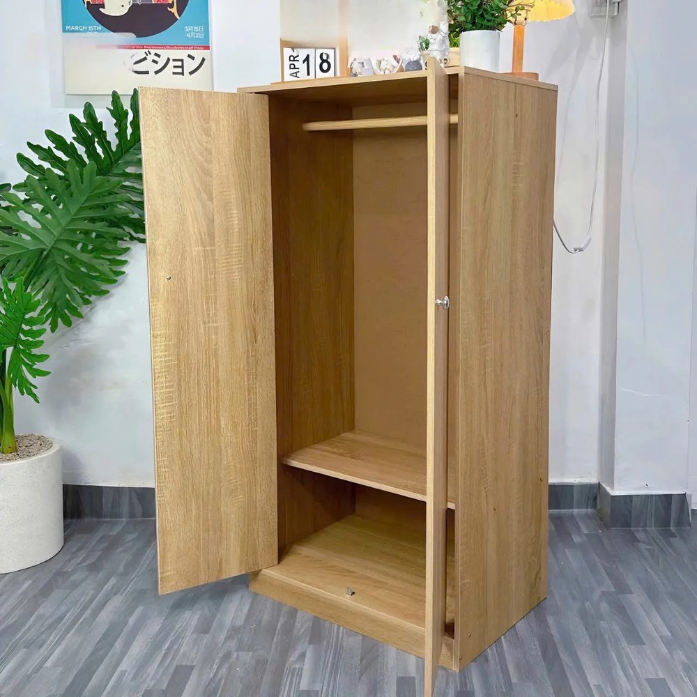 Tủ Quần Áo Gỗ Công Nghiệp 2 Cánh Đơn Giản Hiện Đại - TQA22 4