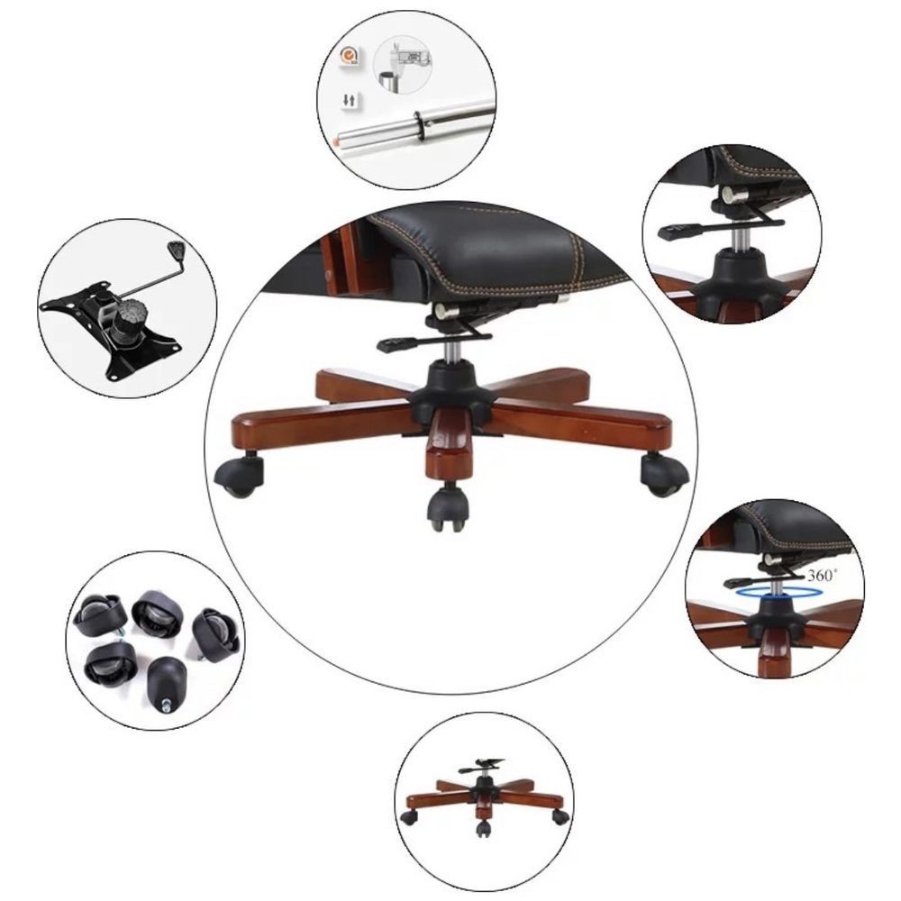 Ghế Giám Đốc Bọc Da Cao Cấp Tay Gỗ - GGĐ6 4