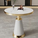Bàn Trà Sofa Tròn Mặt Đá Chân Mạ Vàng - BT13