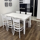 Bộ Bàn Ăn Gia Đình 6 Ghế Gỗ Màu Trắng - BGA17