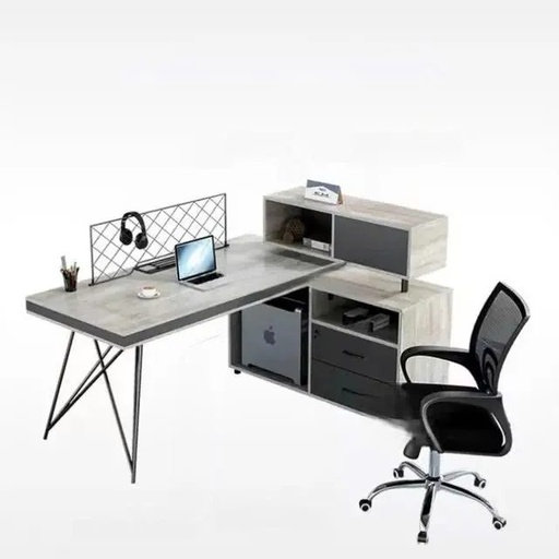 Cụm Bàn Làm Việc Chữ L Có Hộc Tủ - BC117